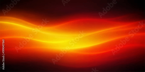 A glowing abstract background features red waves and fiery textures blending with bright orange sunlight and clouds to create a beautiful heat-filled sunset design