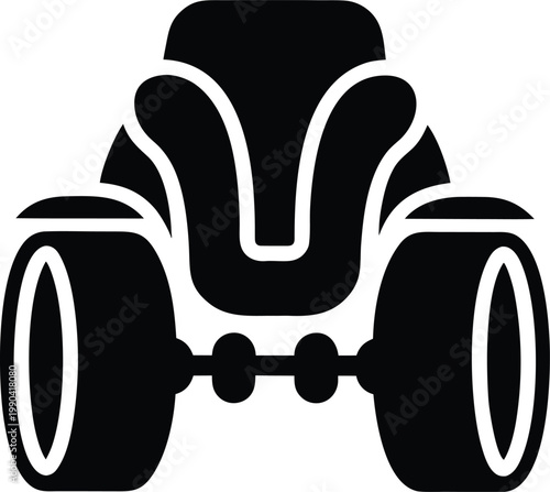 Agricultural Farm Tractor Front View Vector Silhouette