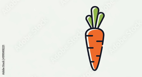 A simple, stylized orange carrot with green leafy tops on a plain white background