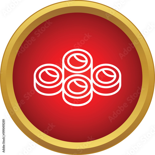 Sushi rolls line art symbol representing japanese cuisine in a circular frame