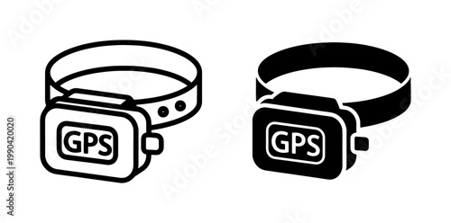 Pet GPS Tracking Collar Icon Set