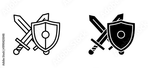 Crossed Swords and Shield Medieval Icon Set