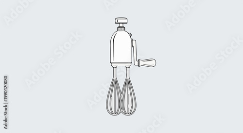 Vintage manual egg beater with a crank and two whisks for mixing