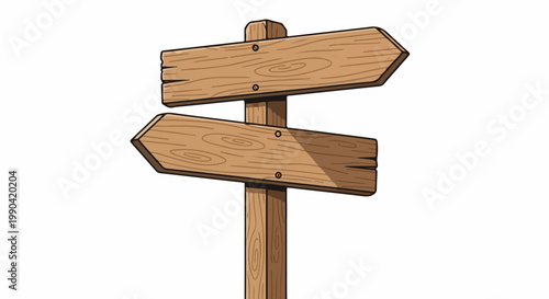 A rustic wooden signpost with two arrow-shaped signs pointing in opposite directions
