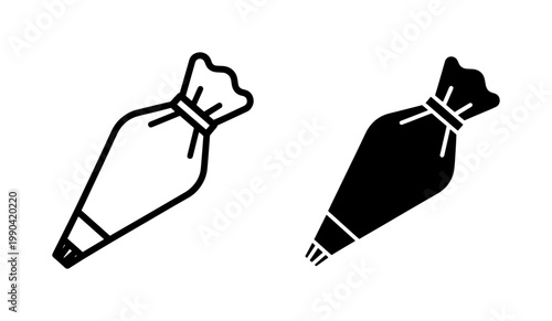Pastry Piping Bag Icon Set for Bakery and Cake Decorating