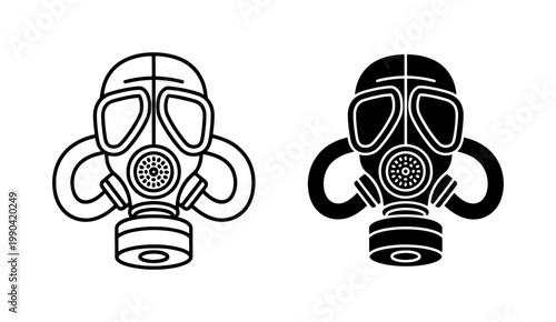 Gas Mask Icon Set for Chemical Protection and Safety
