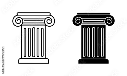 Ancient Greek Ionic Column Icon Set