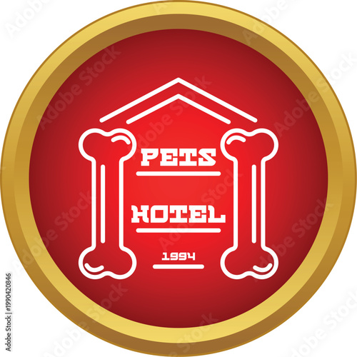 Outline icon representing a pets hotel with a house outline and bones