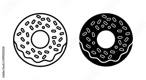 Glazed Donut Icon Set with Sprinkles