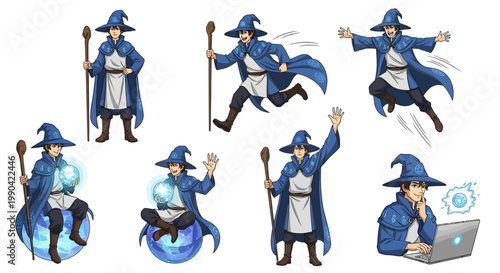 Collection of Wizard Character Poses and Actions.