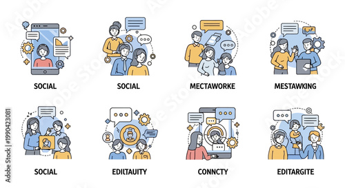 Social media and communication illustrations.