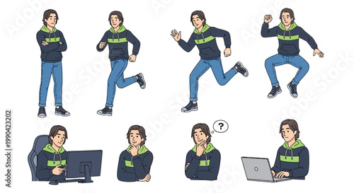 Young Man Character Poses Collection.