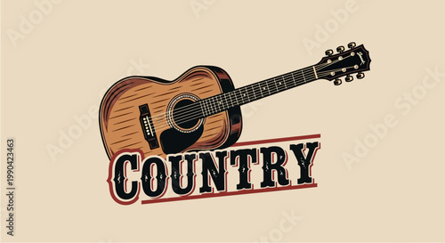 Acoustic Guitar with Country Music Text.