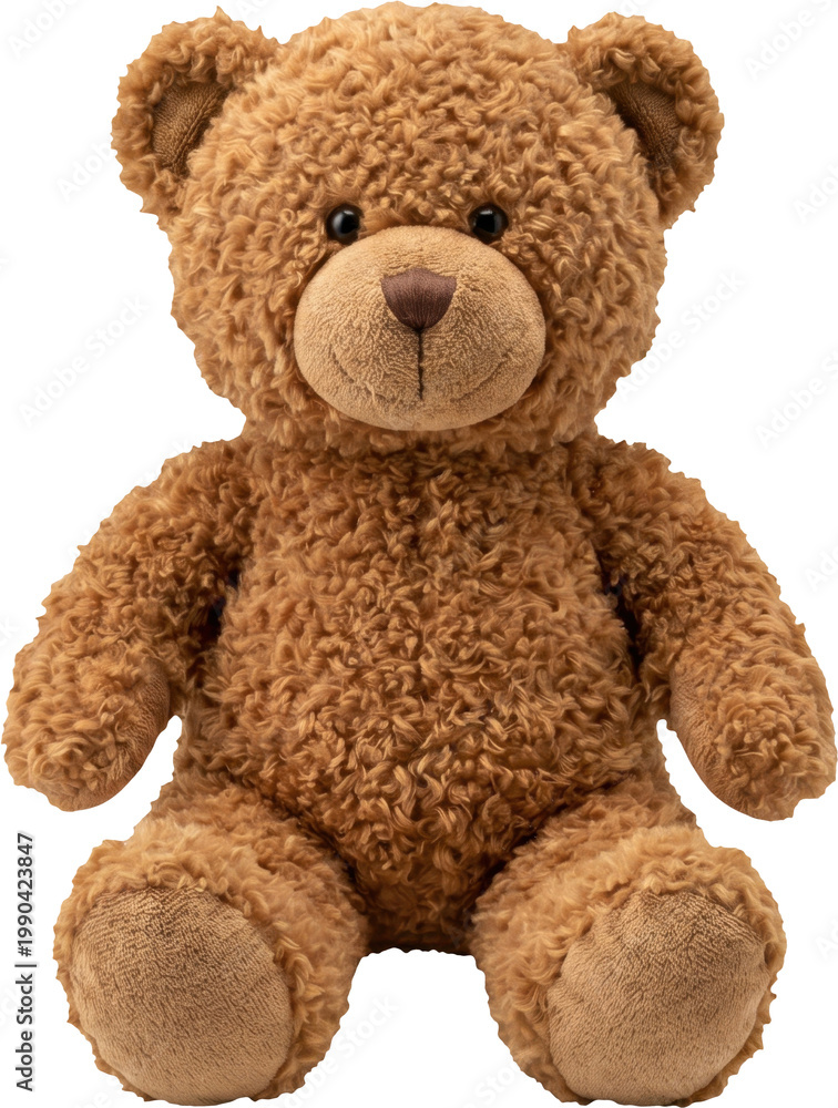 Fototapeta premium Cute brown plush teddy bear toy isolated on transparent background