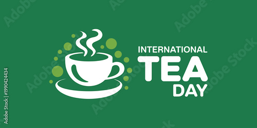 Celebrating International Tea Day with a steaming cup of hot beverage and decorative elements