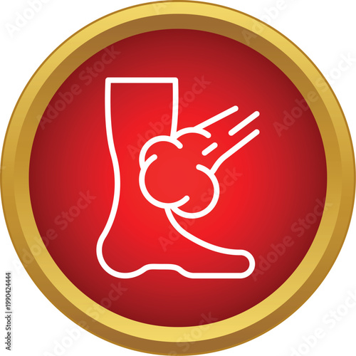 Foot line art showing ankle painful swelling and injury