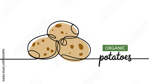 Organic potatoes illustration with green label on white background