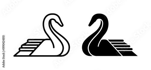 Minimalist Swan Bird Logo Icon Set