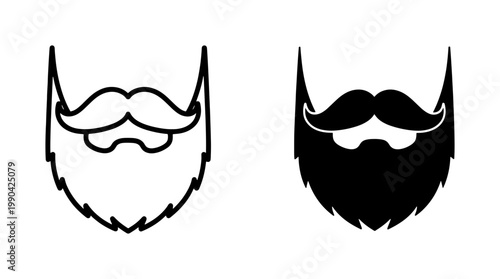 Beard and Mustache Silhouette Vector Icons