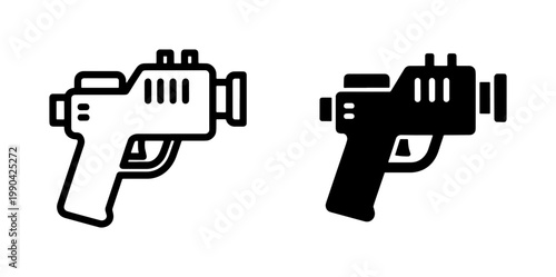 Futuristic Laser Blaster Gun Icon Set