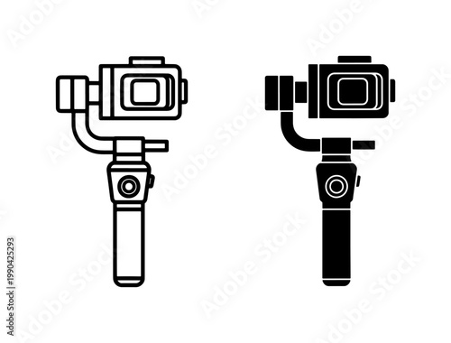 Action Camera Gimbal Stabilizer Icon Set