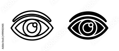 Human Eye Vision Icon Set in Outline and Solid Style