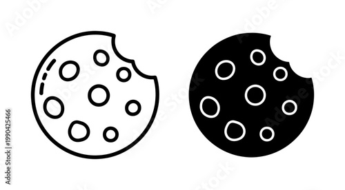 Bitten Chocolate Chip Cookie Icon Set