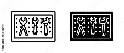 Wrench Set on Pegboard Wall Tool Organizer Icon