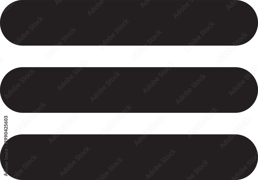 Obraz premium Menu icon displays three horizontal parallel lines serving as a standard navigation control for mobile applications.