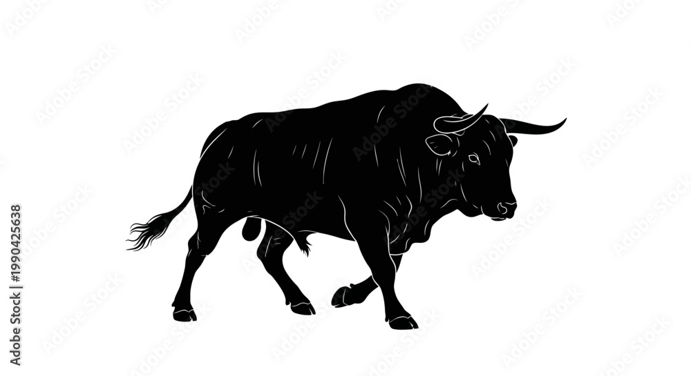 Fototapeta premium EID -UL ADHA Black bull icon, cattle silhouette, animal illustration, vector graphic vector
