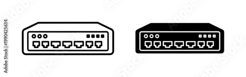 Network Switch Ethernet Hub Line and Glyph Icons