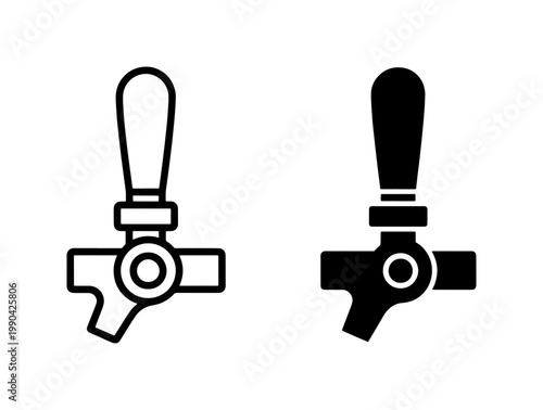 Beer Tap Handle Icon Set for Brewery and Pub Design