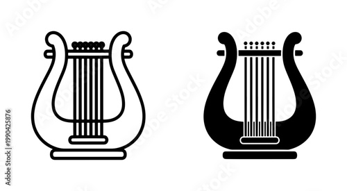 Ancient Greek Lyre Musical Instrument Vector Icons