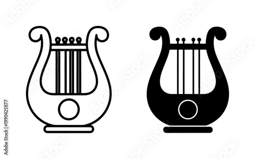 Ancient Greek Lyre Musical Instrument Vector Icons