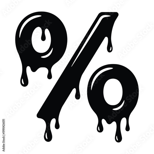 Black percent sign with dripping effect