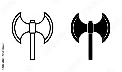 Double Headed Battle Axe Icon Set