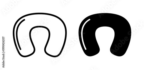 Travel neck pillow icon set in outline and glyph style