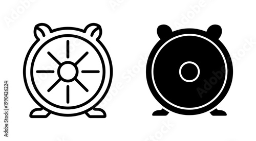 Industrial Electric Motor Generator Outline and Glyph Icon Set