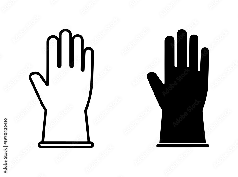 Obraz premium Protective Rubber Glove Icons for Cleaning and Safety