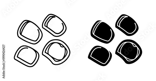 Orecchiette Pasta Outline and Solid Icon Set