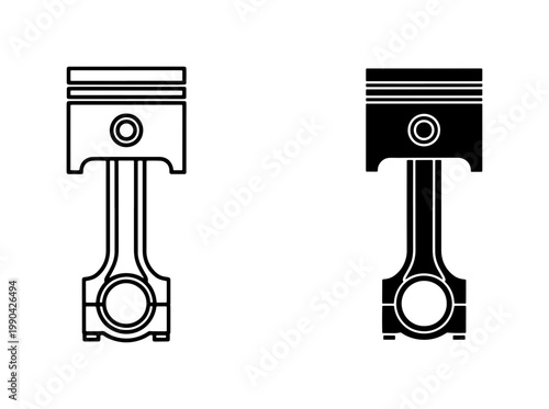 Engine Piston and Connecting Rod Vector Icon Set