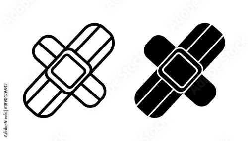 Medical Adhesive Bandage Cross Icon Set