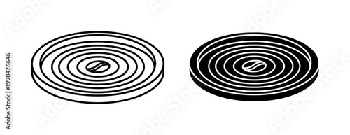 Circular Manhole Cover Icon Set in Outline and Solid Style