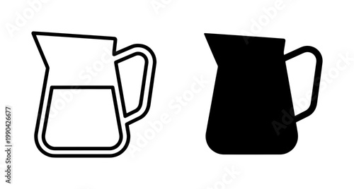 Water pitcher icon set with linear and solid styles
