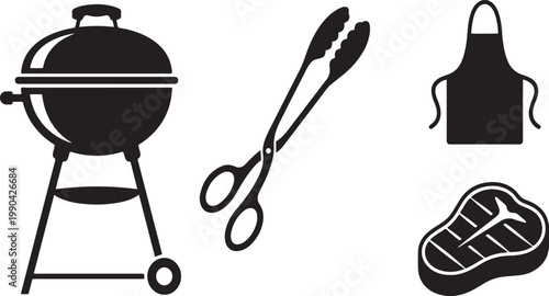 BBQ barbecue equipment and food set