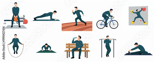 Minimalist Flat Illustration Sport Activities and Training Healthy Lifestyle Concept