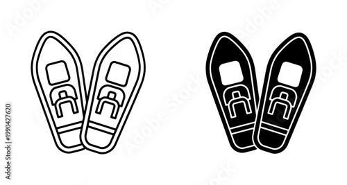 Snowshoes Icon Set for Winter Hiking and Outdoor Sports