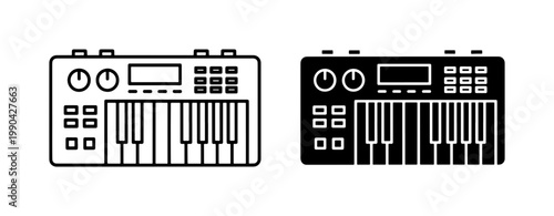 Midi keyboard controller icon set for music production