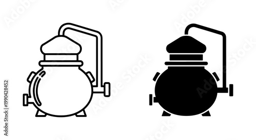 Copper Alambic Still Icon for Alcohol Distillation