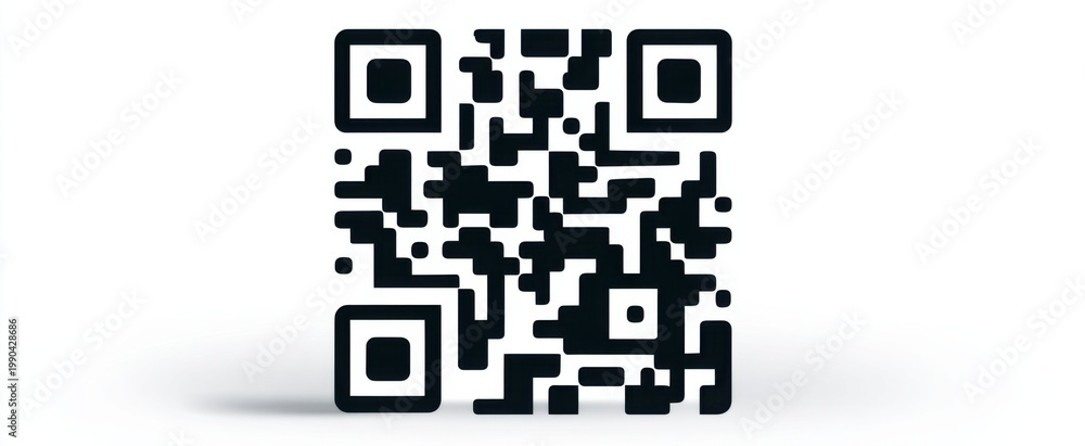 Fototapeta premium Lone QR code on white backdrop a digital tag for e-commerce and stock management